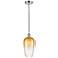Edison Brookhaven Flute 7"W Chrome Cord Mini Pendant w/ Amber Shade
