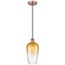 1_Edison Brookhaven Flute 7"W Copper Cord Mini Pendant w/ Amber Shade