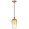 Edison Brookhaven Flute 7"W Copper Cord Mini Pendant w/ Amber Shade