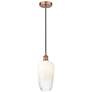 1_Edison Brookhaven Flute 7"W Copper Cord Mini Pendant w/ Opal Shade
