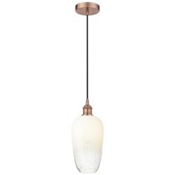 Edison Brookhaven Flute 7"W Copper Cord Mini Pendant w/ Opal Shade