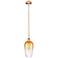 Edison Brookhaven Flute 7"W Copper Stem Mini Pendant w/ Amber Shade
