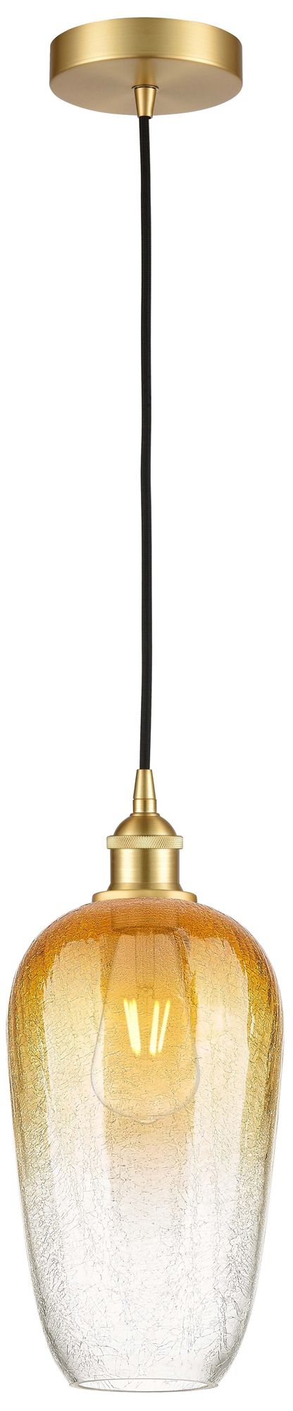 Edison Brookhaven Flute 7"W Gold Cord Hung Mini Pendant w/ Amber Shade