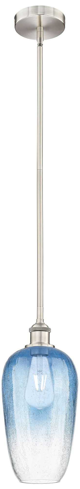 Edison Brookhaven Flute 7"W Nickel Stem Pendant w/ Sapphire Shade