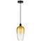Edison Brookhaven Flute 7"W Oiled Bronze Cord Pendant w/ Amber Shade