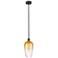 Edison Brookhaven Flute 7"W Oiled Bronze Stem Pendant w/ Amber Shade