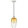 1_Edison Brookhaven Flute 7"W Polished Nickel Cord Pendant w/ Amber Shade