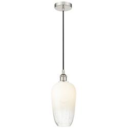 Edison Brookhaven Flute 7"W Polished Nickel Cord Pendant w/ Opal Shade