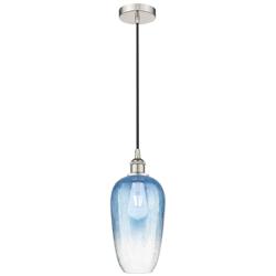 Edison Brookhaven Flute 7"W Polished Nickel Cord Pendant w/ Sapphire Shade