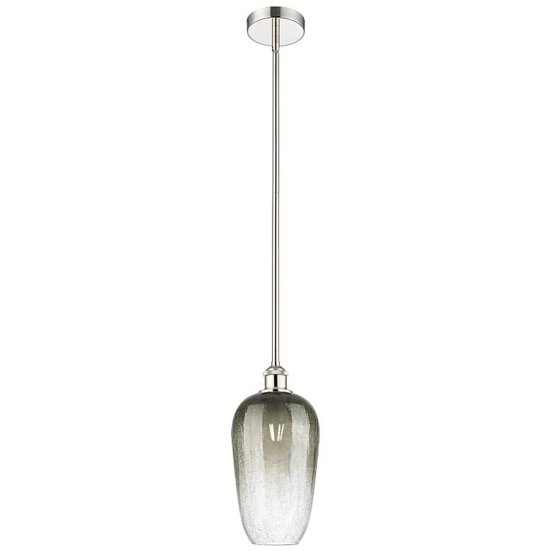 Image 1 Edison Brookhaven Flute 7"W Polished Nickel Stem Pendant w/ Slate Shade