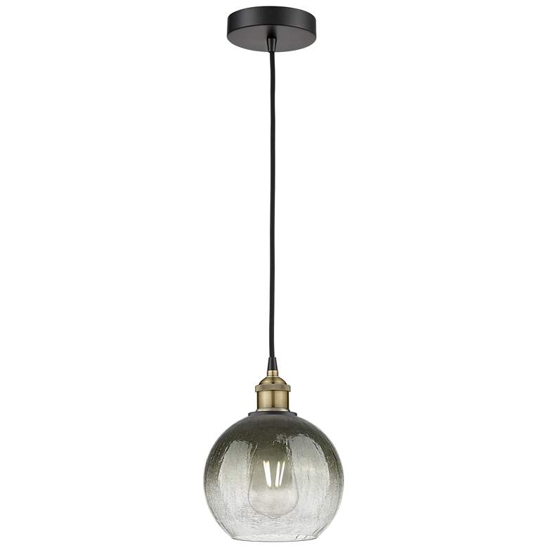 Image 1 Edison Brookhaven Globe 8"W Black Brass Cord Pendant w/ Slate Shade