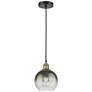 Edison Brookhaven Globe 8"W Black Brass Cord Pendant w/ Slate Shade