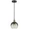Edison Brookhaven Globe 8"W Black Brass Cord Pendant w/ Slate Shade