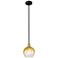 Edison Brookhaven Globe 8"W Black Brass Stem Pendant w/ Amber Shade