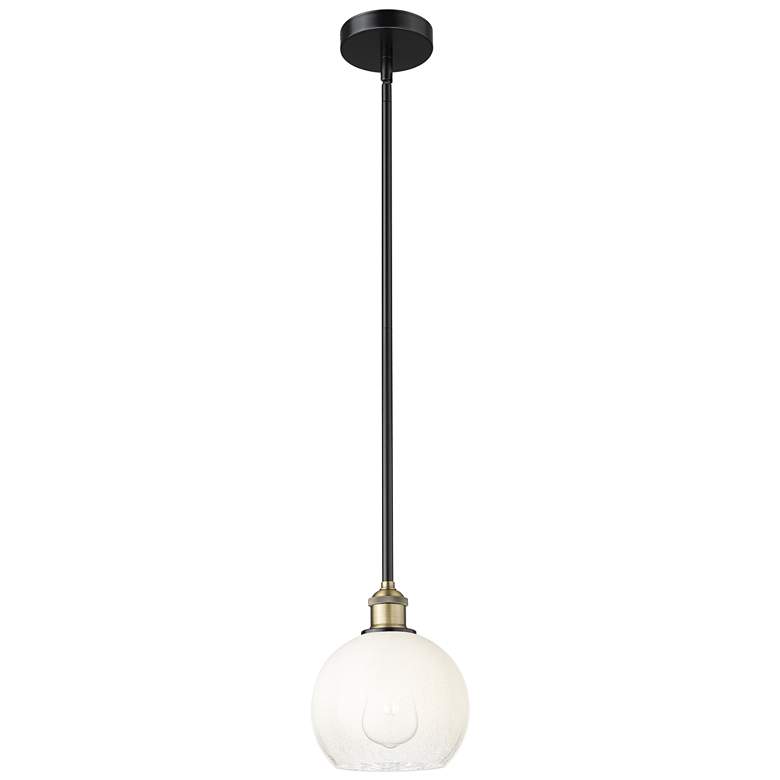 Image 1 Edison Brookhaven Globe 8"W Black Brass Stem Pendant w/ Opal Shade