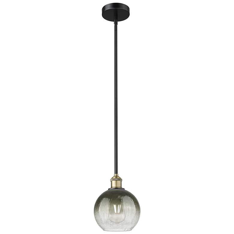 Image 1 Edison Brookhaven Globe 8"W Black Brass Stem Pendant w/ Slate Shade