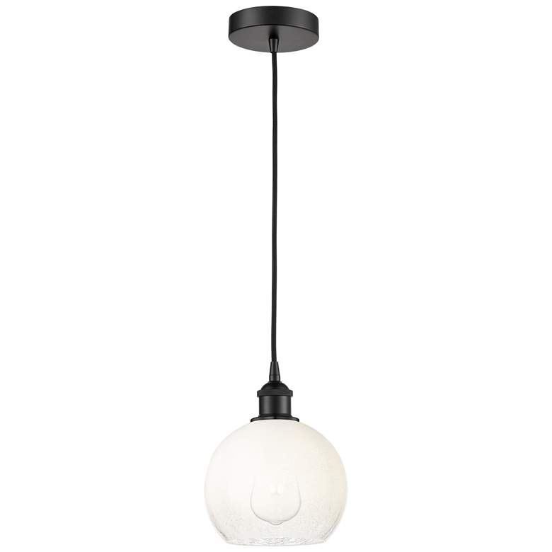Image 1 Edison Brookhaven Globe 8"W Black Cord Hung Mini Pendant w/ Opal Shade