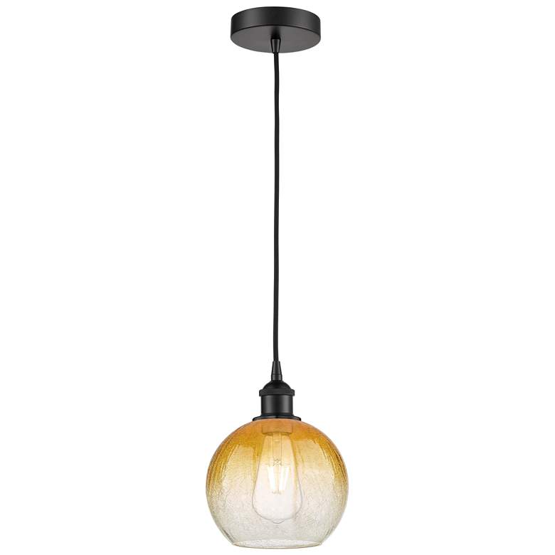 Image 1 Edison Brookhaven Globe 8"W Black Cord Mini Pendant w/ Amber Shade