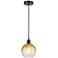 Edison Brookhaven Globe 8"W Black Cord Mini Pendant w/ Amber Shade