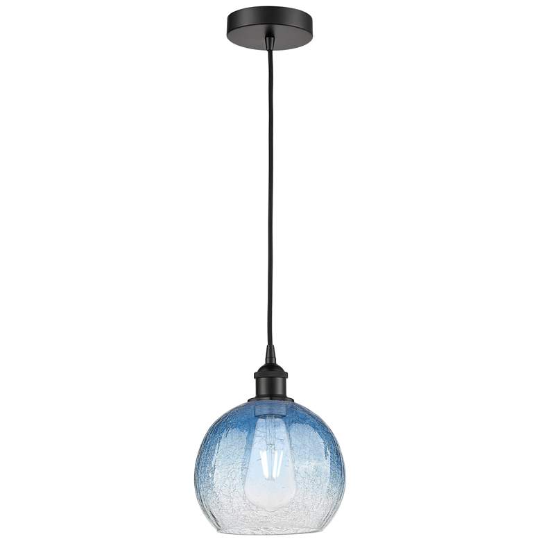 Image 1 Edison Brookhaven Globe 8"W Black Cord Mini Pendant w/ Sapphire Shade