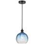1_Edison Brookhaven Globe 8"W Black Cord Mini Pendant w/ Sapphire Shade