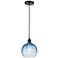 Edison Brookhaven Globe 8"W Black Cord Mini Pendant w/ Sapphire Shade