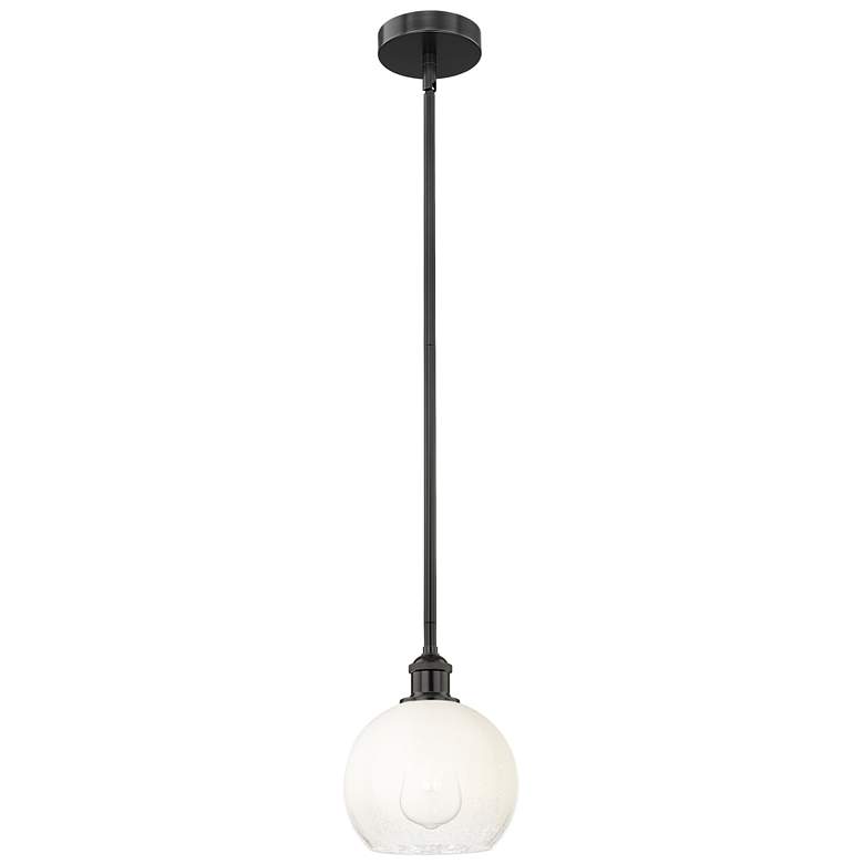 Image 1 Edison Brookhaven Globe 8"W Black Stem Hung Mini Pendant w/ Opal Shade