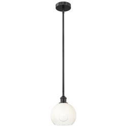Edison Brookhaven Globe 8"W Black Stem Hung Mini Pendant w/ Opal Shade