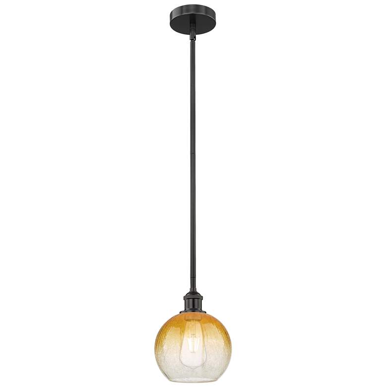 Image 1 Edison Brookhaven Globe 8"W Black Stem Mini Pendant w/ Amber Shade