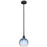 Edison Brookhaven Globe 8"W Black Stem Mini Pendant w/ Sapphire Shade