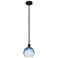 Edison Brookhaven Globe 8"W Black Stem Mini Pendant w/ Sapphire Shade