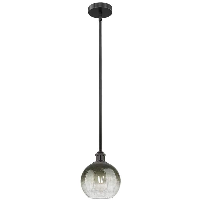 Image 1 Edison Brookhaven Globe 8"W Black Stem Mini Pendant w/ Slate Shade