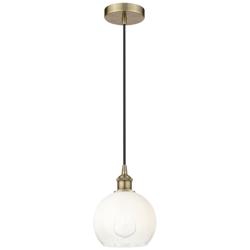 Edison Brookhaven Globe 8"W Brass Cord Hung Mini Pendant w/ Opal Shade