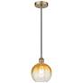 1_Edison Brookhaven Globe 8"W Brass Cord Mini Pendant w/ Amber Shade