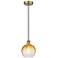 Edison Brookhaven Globe 8"W Brass Cord Mini Pendant w/ Amber Shade