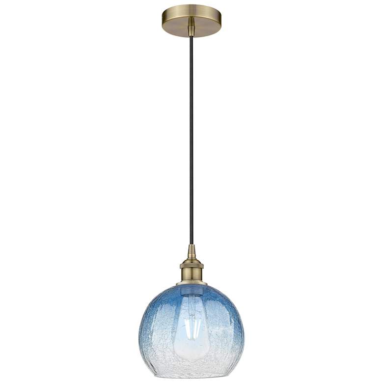 Image 1 Edison Brookhaven Globe 8"W Brass Cord Mini Pendant w/ Sapphire Shade