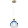 1_Edison Brookhaven Globe 8"W Brass Cord Mini Pendant w/ Sapphire Shade