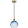 Edison Brookhaven Globe 8"W Brass Cord Mini Pendant w/ Sapphire Shade