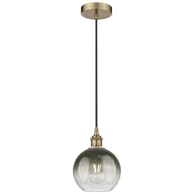 Image 1 Edison Brookhaven Globe 8"W Brass Cord Mini Pendant w/ Slate Shade