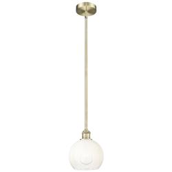 Edison Brookhaven Globe 8"W Brass Stem Hung Mini Pendant w/ Opal Shade