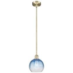 Edison Brookhaven Globe 8"W Brass Stem Mini Pendant w/ Sapphire Shade