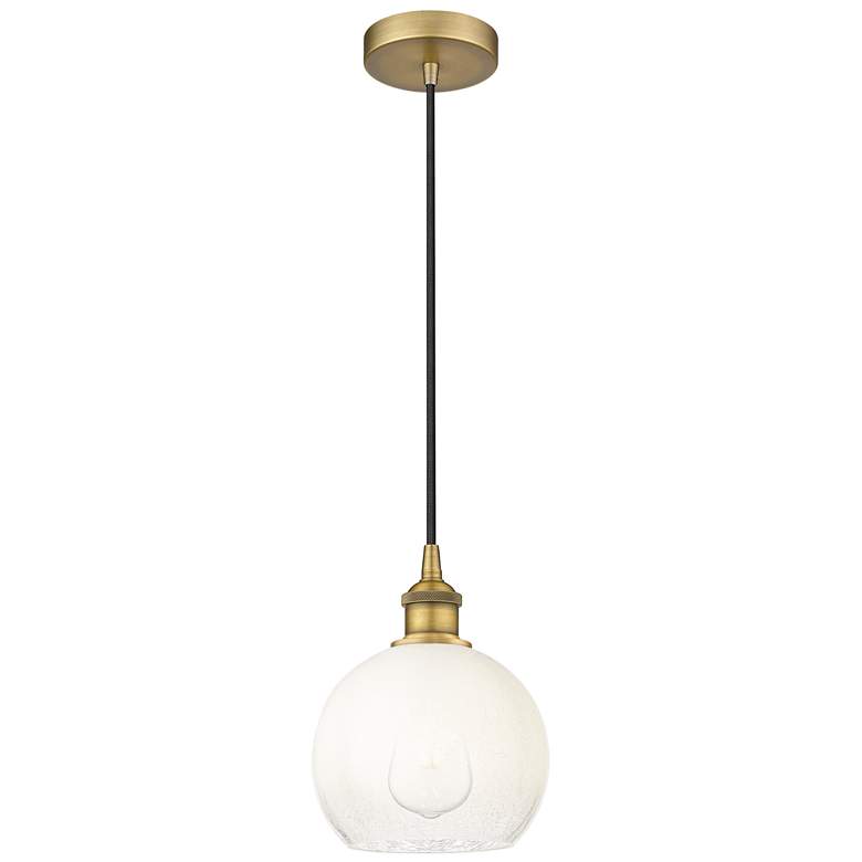 Image 1 Edison Brookhaven Globe 8"W Brushed Brass Cord Pendant w/ Opal Shade
