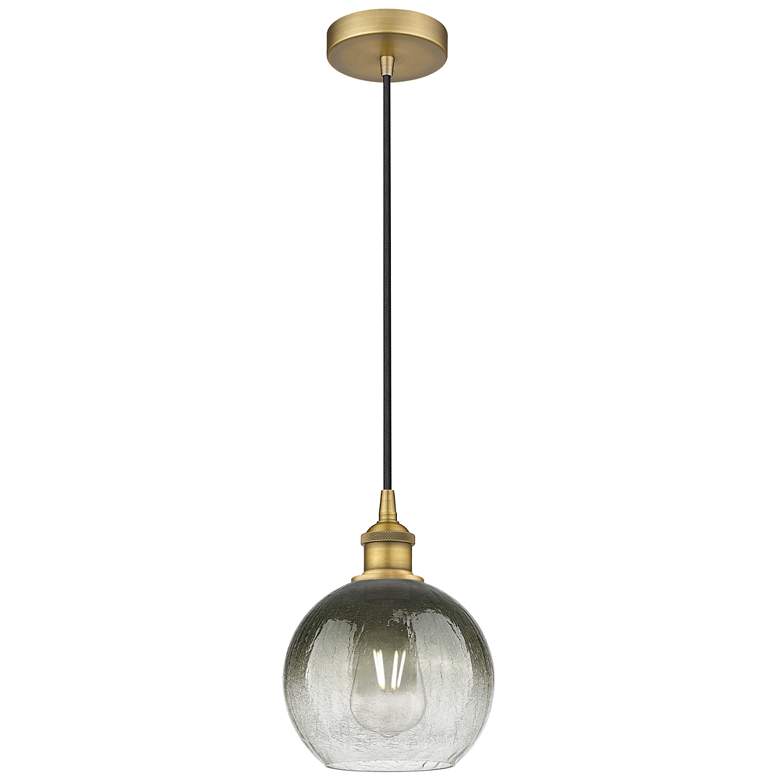 Image 1 Edison Brookhaven Globe 8"W Brushed Brass Cord Pendant w/ Slate Shade