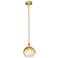 Edison Brookhaven Globe 8"W Brushed Brass Stem Pendant w/ Amber Shade
