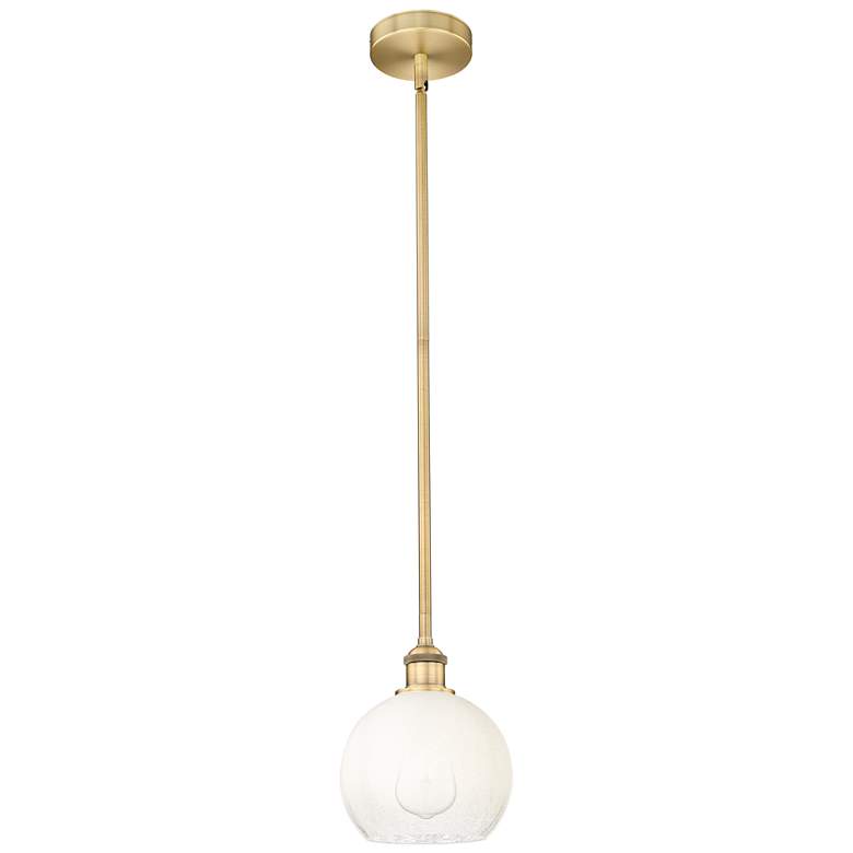 Image 1 Edison Brookhaven Globe 8"W Brushed Brass Stem Pendant w/ Opal Shade