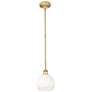 Edison Brookhaven Globe 8"W Brushed Brass Stem Pendant w/ Opal Shade