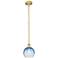 Edison Brookhaven Globe 8"W Brushed Brass Stem Pendant w/ Sapphire Shade