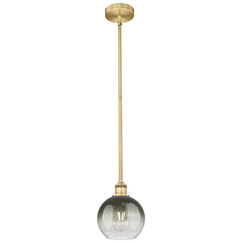 Image 1 Edison Brookhaven Globe 8"W Brushed Brass Stem Pendant w/ Slate Shade