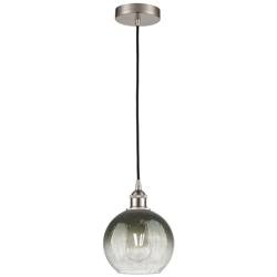 Edison Brookhaven Globe 8"W Brushed Nickel Cord Pendant w/ Slate Shade
