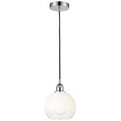 Edison Brookhaven Globe 8"W Chrome Cord Mini Pendant w/ Opal Shade